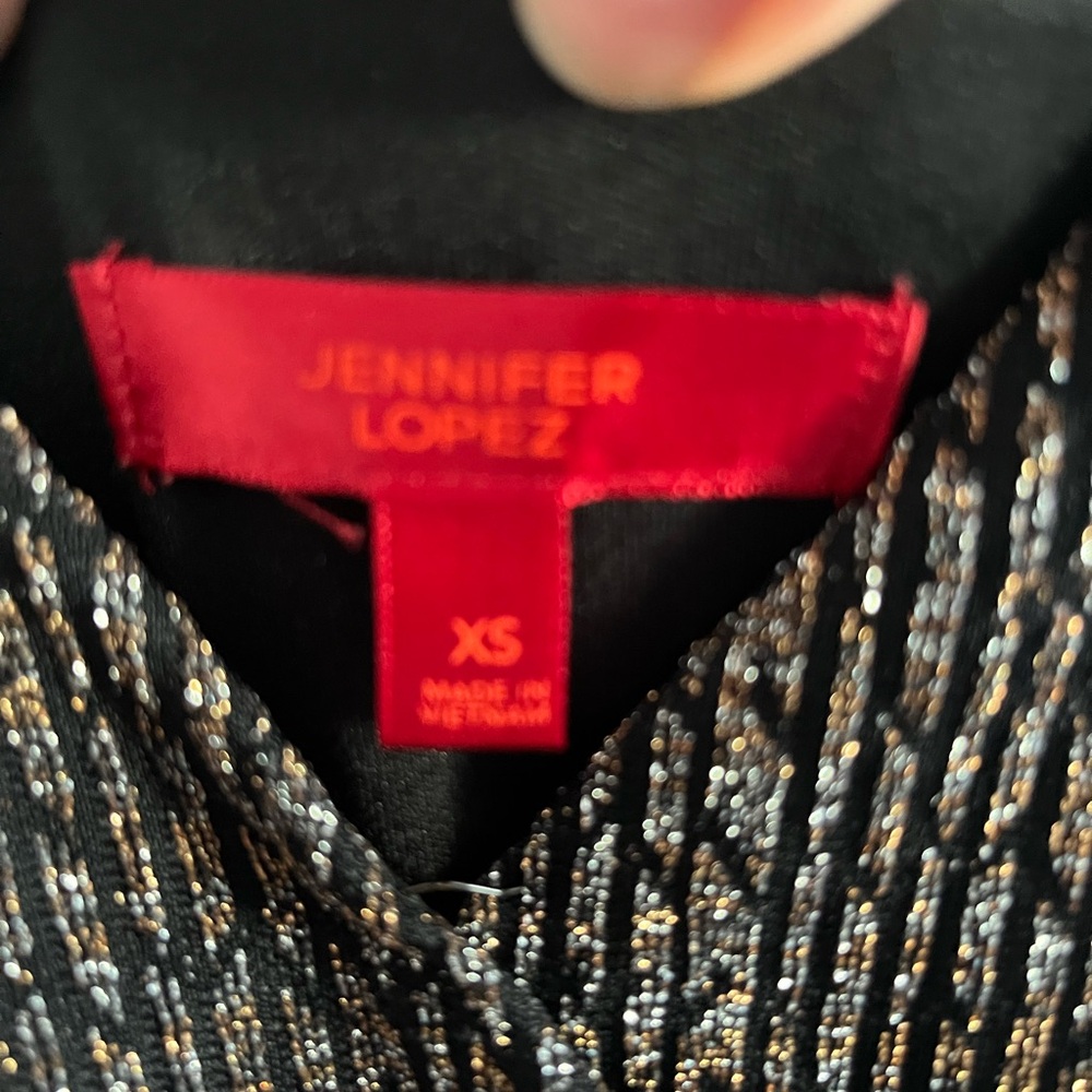 Jennifer Lopez Black/Gold Sparkly Jumpsuit - Picture 3 of 6